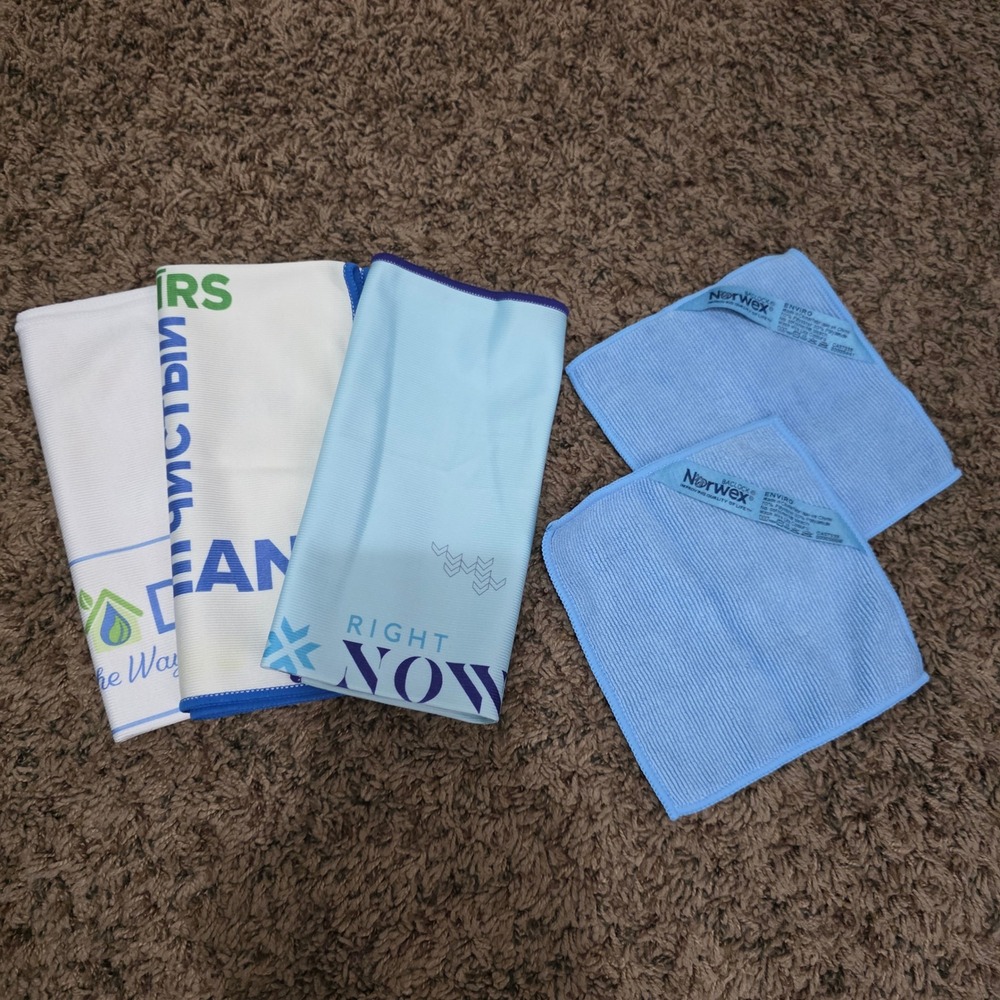 Norwex Microfiber Set 3 Window Cloths 2 Mini Envirocloths 5 Pc Bundle BacLock